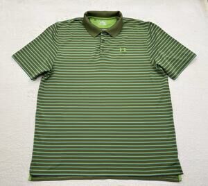 Under Armour Men’s UA Polo Shirt Green Striped Performance Stretch Heatgear 2XL